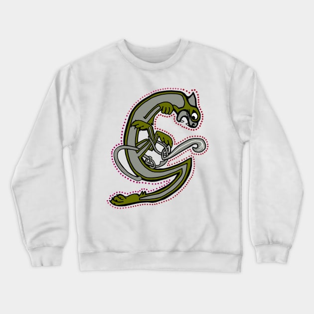 Celtic Cat Letter G Crewneck Sweatshirt by Donnahuntriss